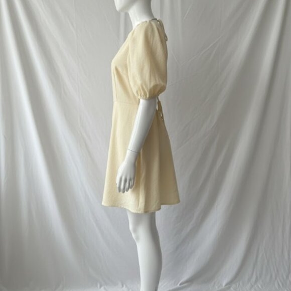 HYFVE Cottagecore Balloon Sleeve Mini Dress M – Soft Yellow Boho Style - Picture 3 of 11